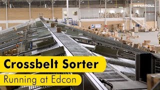 Interroll Crossbelt Sorter running at Edcon [upl. by Chelsey]