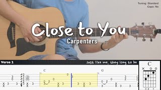 Close to you  Carpenters  Fingerstyle Guitar  TAB  Chords  Lyrics [upl. by Intyrb146]