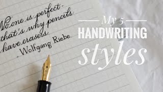 My 5 handwriting styles  Handwriting practice  Cursive writing  Print font [upl. by Rodama]