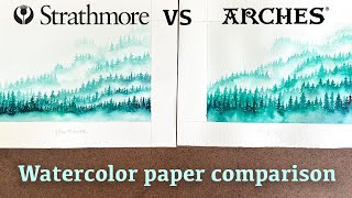 Watercolor Paper Comparison Cellulose vs 100 cotton Strathmore vs Arches [upl. by Lugo259]