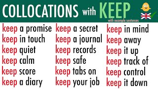 Learn 18 Common Collocations with the word KEEP used in Daily English Life with Example Sentences [upl. by Thorpe]