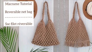 Macrame Net bag REVERSIBLE Easy Tutorial  Tuto Facile Sac filet REVERSIBLE en Macramé  1 [upl. by Mela423]