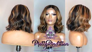 Quick and Easy Blonde Highlights Tutorial Blunt Bob Wig [upl. by Naamann99]