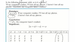 Logic Example Valid and Invalid Arguments 1 [upl. by Ajile]