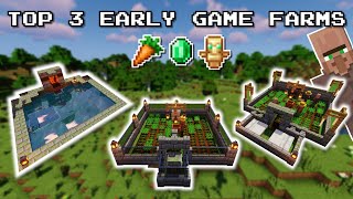 Minecraft Top 3 EARLY GAME Farms  No Redstone Easy [upl. by Randa343]