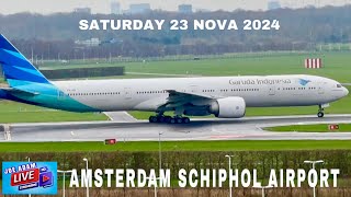 Schiphol Airport LIVE  Storm Bert Plane Spotting  ATC [upl. by Ainala]