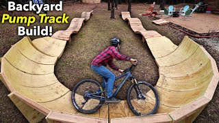 Backyard WOODEN Pump Track Build part 3  180 Degree Berm and A New Bike [upl. by Curr]