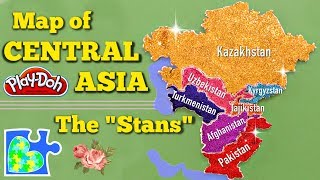 CENTRAL ASIA MAP  Learn The Stans  World Geography for Kids [upl. by Zetrac922]