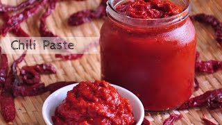 Dried RED CHILLI Paste  Chili Paste  Essential Basic Recipe [upl. by Heeley749]