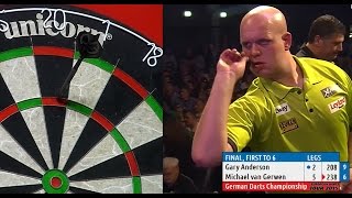 INCREDIBLE DARTS Michael van Gerwen v Gary Anderson 2015 German Darts Championship HD [upl. by Ase]