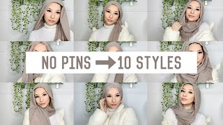 NO PIN HIJAB STYLES  crinkled scarf tutorial [upl. by Aizatsana]