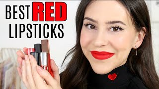 Best Red Lipsticks for the Holidays  Drugstore amp High End Lip Swatches [upl. by Luaped830]