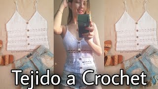 Blusa tejida a crochet de tirante a la moda Todas las tallas [upl. by Uile936]