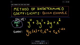 Method of Undetermined Coefficients  Part 2 [upl. by Aramaj]