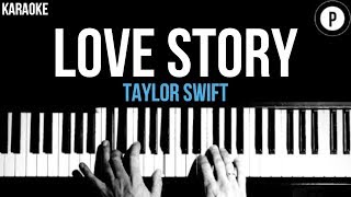 Taylor Swift  Love Story Karaoke SLOWER Acoustic Piano Instrumental Cover Lyrics [upl. by Mairhpe]