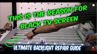 How to fix LED LCD TV black screen no backlight TV disassemble testing LEDs ordering part repair [upl. by Atalee297]