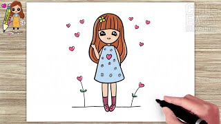 How to Draw Cute Doll Easy Drawings Step by Step [upl. by Berkman]