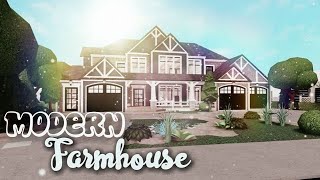 Roblox  Bloxburg Modern Farmhouse Mansion  House Build [upl. by Aihsekal]