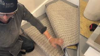 Installing A Carpet Runner On Pie Shapped Stairs [upl. by Vitus]