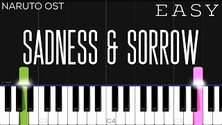 Naruto  Sadness and Sorrow  EASY Piano Tutorial [upl. by Alak]