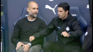 Arteta Awkward Celebration With Pep Guardiola [upl. by Adiam888]