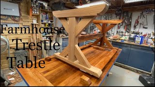 HOW TO BUILD A FARMHOUSE TRESTLE TABLE DIY [upl. by Ahseat]