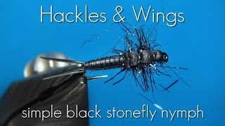 Fly Tying Simple Black Stonefly Nymph  Hackles amp Wings [upl. by Aaberg]