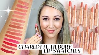 Charlotte Tilbury Lipstick Collection  Swatches amp TryOn 💋 [upl. by Hareenum682]