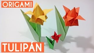 Tulipán de papel  Origami [upl. by Meurer831]