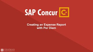 Concur  Expense Report with Per Diem [upl. by Wenn]