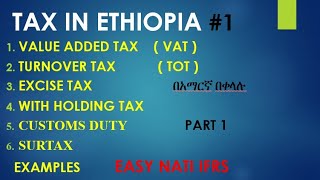 Indirect TAX In Ethiopia VAT  TOT  Excise  With holding  Customs Duty  Surtax  in amharic [upl. by Morita]