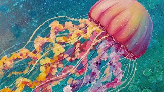 Jellyfish Acrylic Painting Tutorial Ocean Sea Life LIVE Beginner Lesson [upl. by Cristiona]