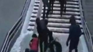 People falling on icy stairs [upl. by Aerehs]