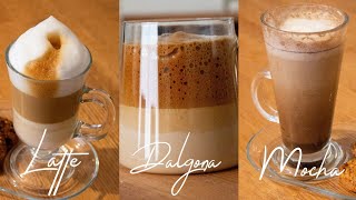 Evde yapabileceğiniz kolay üç kahve tarifi │Dalgona│Latte│Mocha [upl. by Friedberg876]