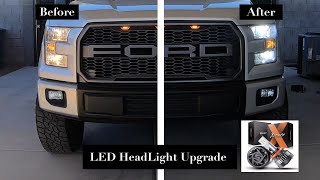 2016 Ford F150 LED HeadLight Bulb Conversion Before amp After [upl. by Alahcim]