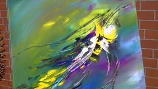 Abstract Painting Demonstration Abstrakte Acrylmalerei Bumblebee at Springtime [upl. by Yluj165]