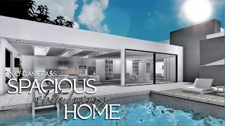 Bloxburg No Gamepass  Spacious White Luxury Home  Family Modern Mansion Speebuild [upl. by Kym]