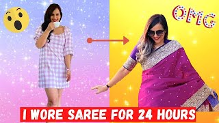 I wore a SAREE for 24 HOURS Funny Public Reactions [upl. by Eidahs]