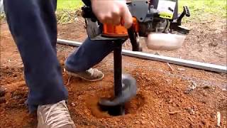 2 Stroke Post Hole Digger  BAUMR AG Earthauger HOLE IN ONE [upl. by Enitsyrhc]