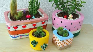 BETONDAN MUHTEŞEM SAKSILAR YAPMAK Saksı Yapımı  How to Make Concrete Flower Pots at Home [upl. by Lhadnek]