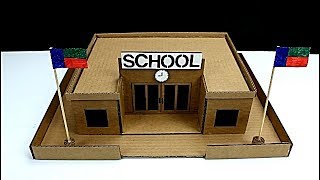 como hacer una escuela de cartón  how to make a cardboard school [upl. by Yesrej]