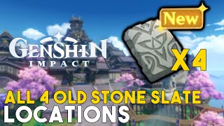 Genshin Impact All 4 Old Stone Slate Locations The Farmers Treasure World Quest Guide [upl. by Refeinnej]