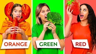 EATING ONLY ONE COLOR OF FOOD FOR 24 HOURS  Last To STOP Eating Wins Pranks by 123 GO CHALLENGE [upl. by Anabel]