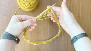 Herringbone Stitch In The Round  Knitting Tutorial [upl. by Arabella245]