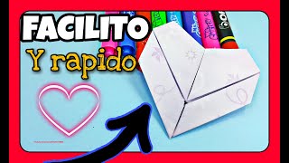 🔴 Como Hacer una CARTA de Papel Sin Pegamento FACIL y rapido en FORMA DE CORAZON【como DOBLAR carta】 [upl. by Lait]