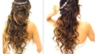 ★ EASY Wedding HalfUpdo HAIRSTYLE with CURLS  Bridal Hairstyles for Long Medium Hair [upl. by Maggi]