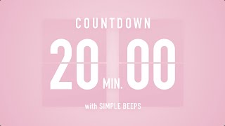 20 Min Countdown Flip Clock Timer  Simple Beeps 🌸🔔 [upl. by Myra]