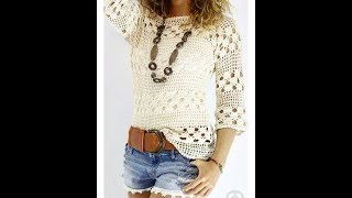 BLUSA BLANCA TEJIDA FACIL Y RAPIDO A CROCHET PARTE 1 [upl. by Halbeib163]