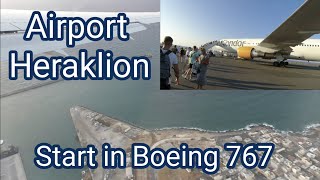 Airport Heraklion Start in Boeing 767300 von Condor  082021 KretaCrete [upl. by Arrad]