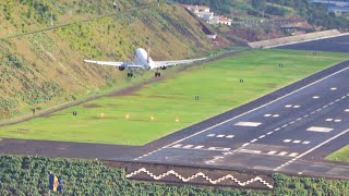 Unbelievable Crosswind Landing TAP A319 Storm Filomena at Madeira Airport [upl. by Ettinger]